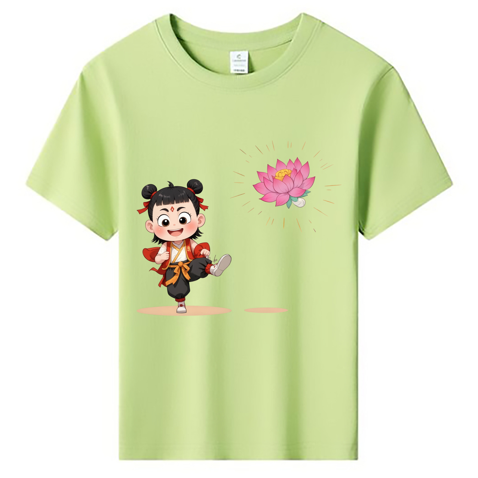 （画像用） Ne Zha 2 ナタ 魔童の大暴れ 綿100％キッズTシャツ（フロントプリント）